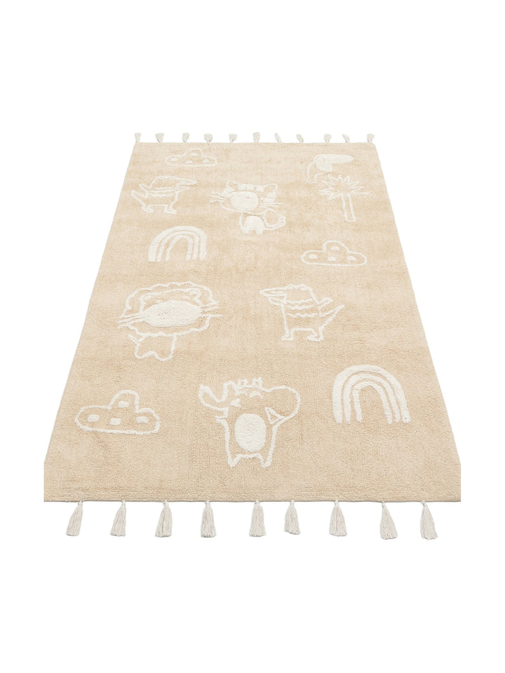 Cotton Baby 100% Natural Cotton Washable Non-Slip Based Baby Rug 16 BEIGE XXW