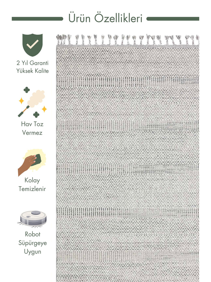 Ole Series Wicker Woven Living Room Hall Hallway Entrance Kitchen Modern Scandinavian Carpet 01 GREY