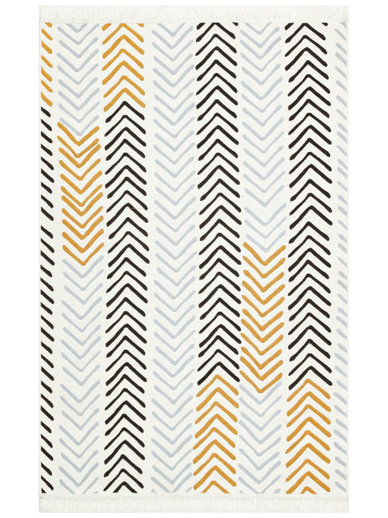 Maya 100% Natural Cotton Washable Double Sided Living Room Kitchen Hallway Modern Rug 19WHITEBLC