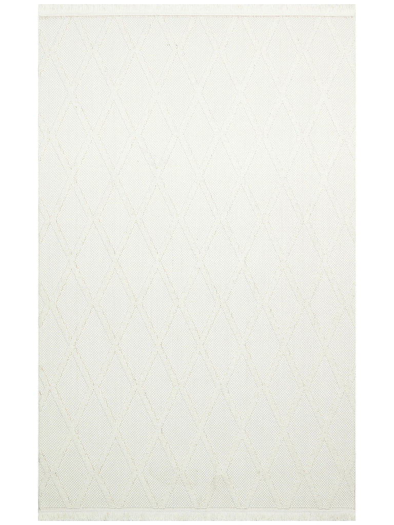 Comfy Modern Patterned Living Room Hallway Entrance Bedroom Knitted Carpet 04 CREAM