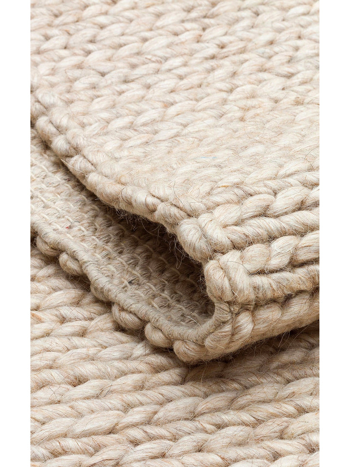 Woolstar 100% Natural Sweater Patterned Living Room Hallway Entrance Hand Woven Knitted Carpet BEIGE