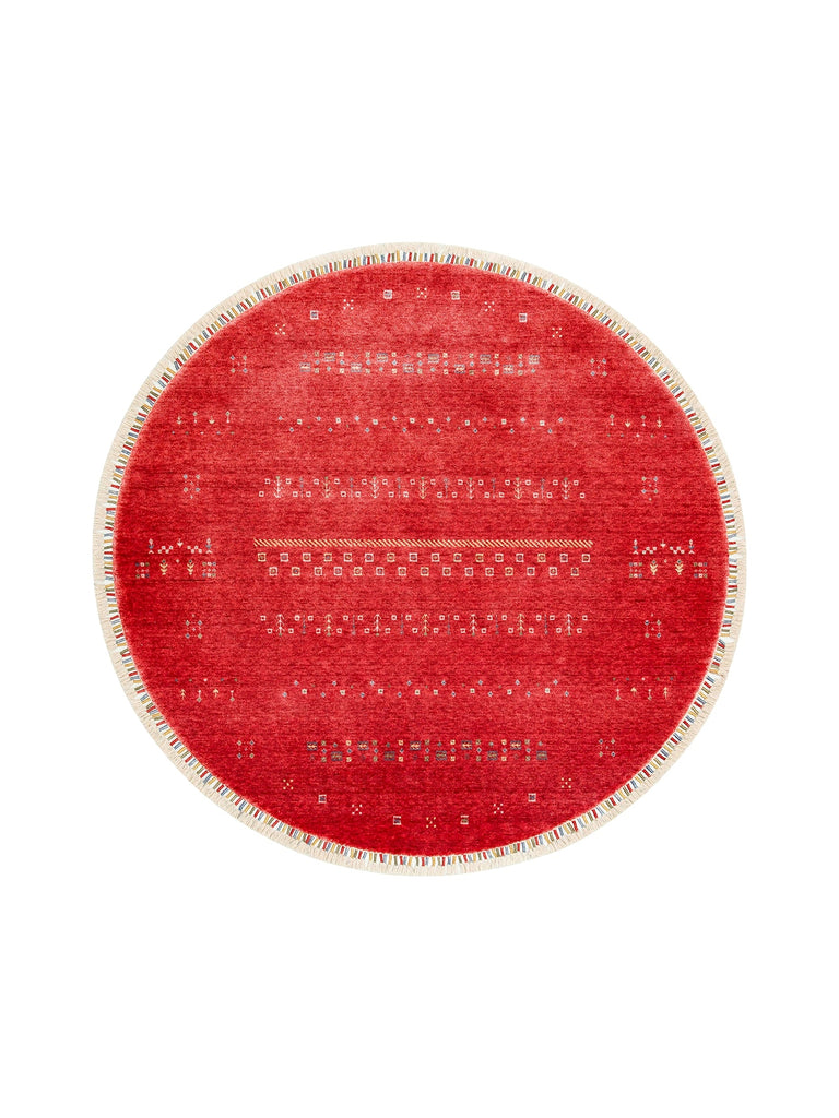Oushak Carnaval 100% Natural Easy to Clean Handmade Round Uşak Carpet 06 RED Q