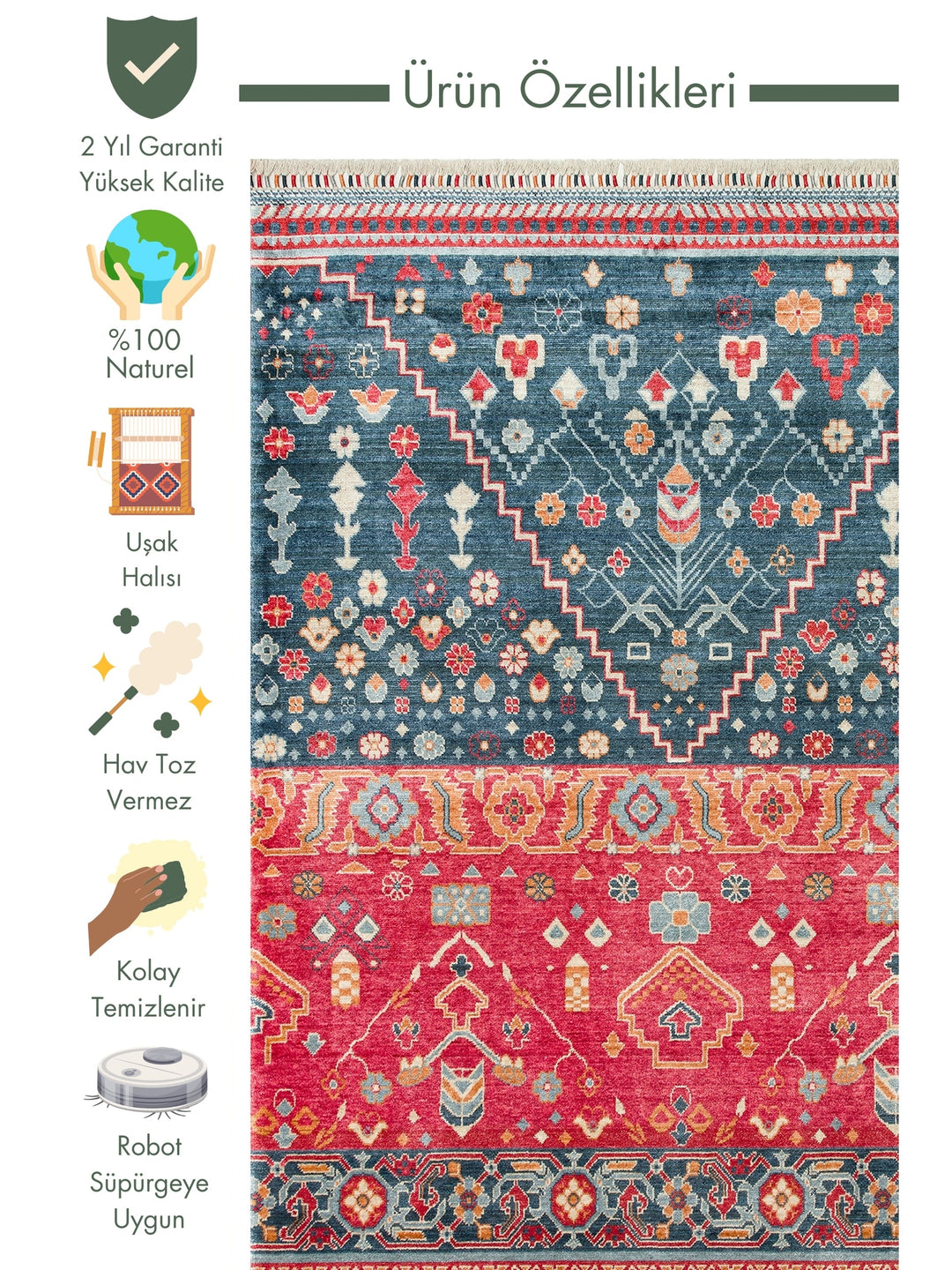 Oushak Carnaval 100% Natural Easy to Clean Handmade Tencel Modern Uşak Carpet 17NVYML