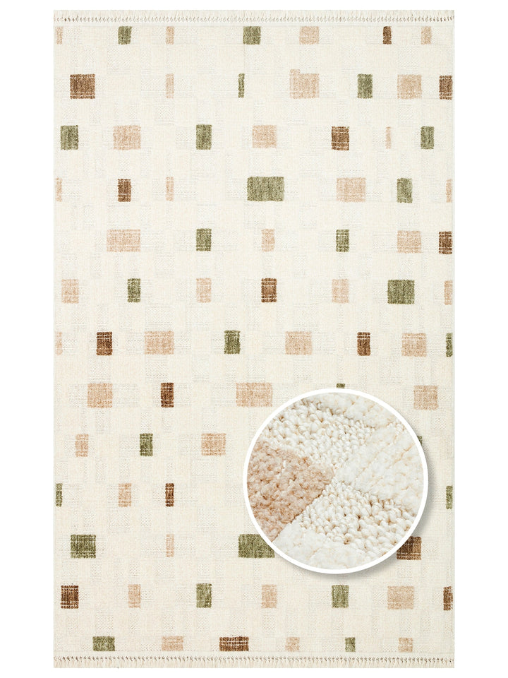 Style Fluff Dust Vezmez Soft Textured Living Room Hall Hallway Entrance Modern Carpet 02 GREEN BEIGE