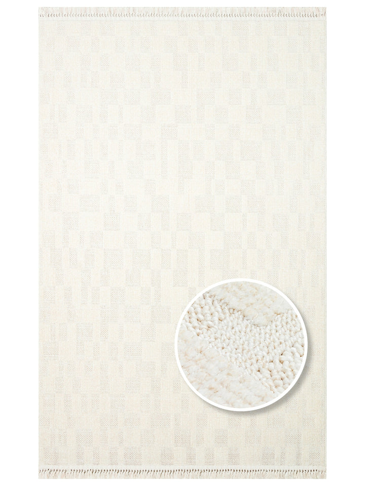 Style Fluff Dust Vezmez Soft Textured Living Room Hall Hallway Entrance Modern Carpet 02 WHITE